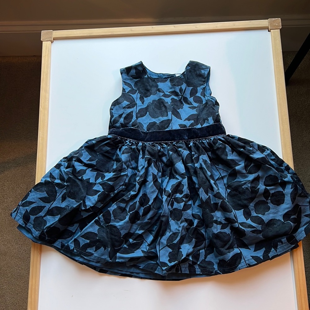 Navy Floral Print Infant Dress